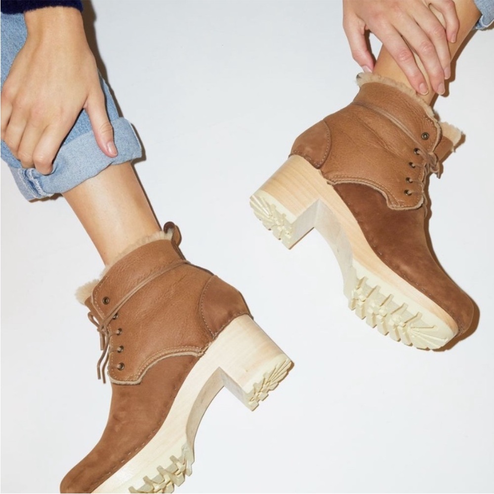 No.6 Lander Lace Up Shearling Clog Boots size 5.5 (35) women’s shoes